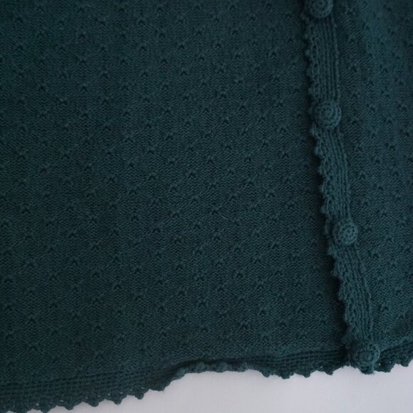 vintage Northern Traditions Hunter Green Knit Floral Beaded button-up Cardigan S - Picture 8 of 12